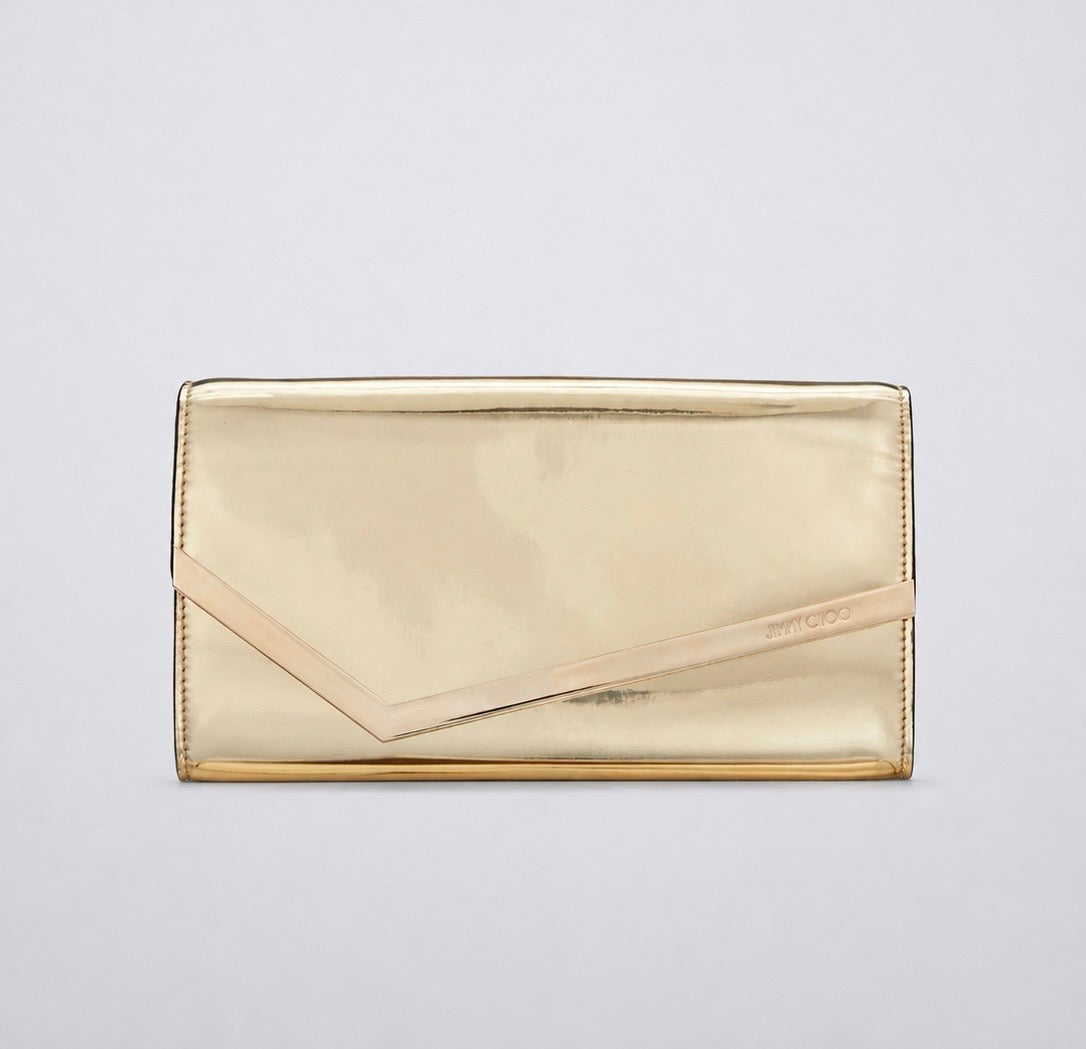 JIMMY CHOO CLUTCH EMMIE DOURADA