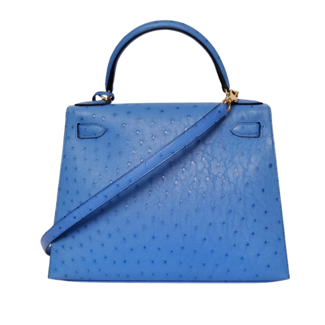 HÈRMES KELLY OSTRICH BLUE