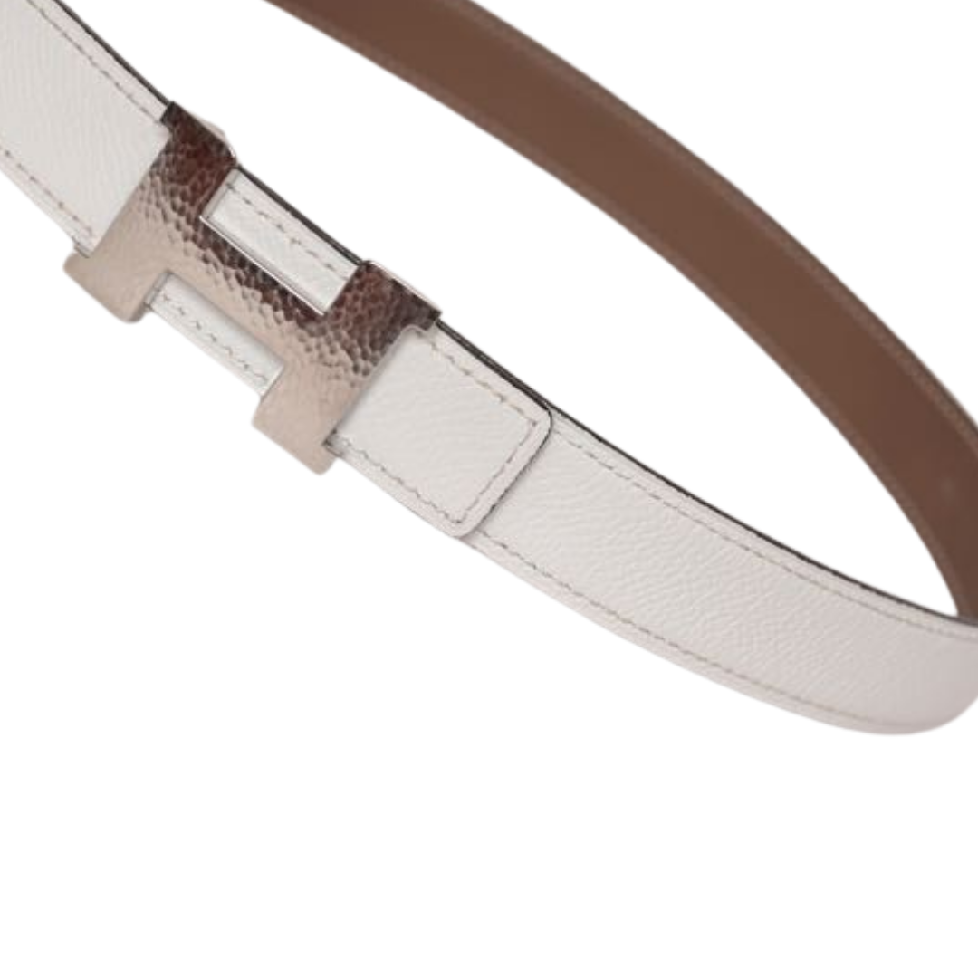 CINTO HERMÈS DUPLA FACE WHITE & BROWN