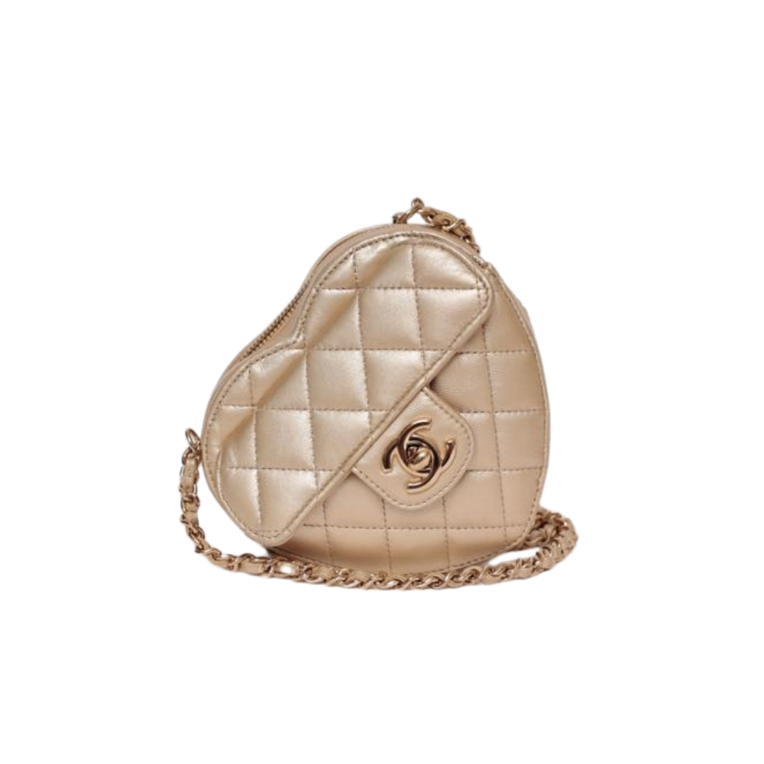 BOLSA CHANEL MINI CORAÇÃO GOLD