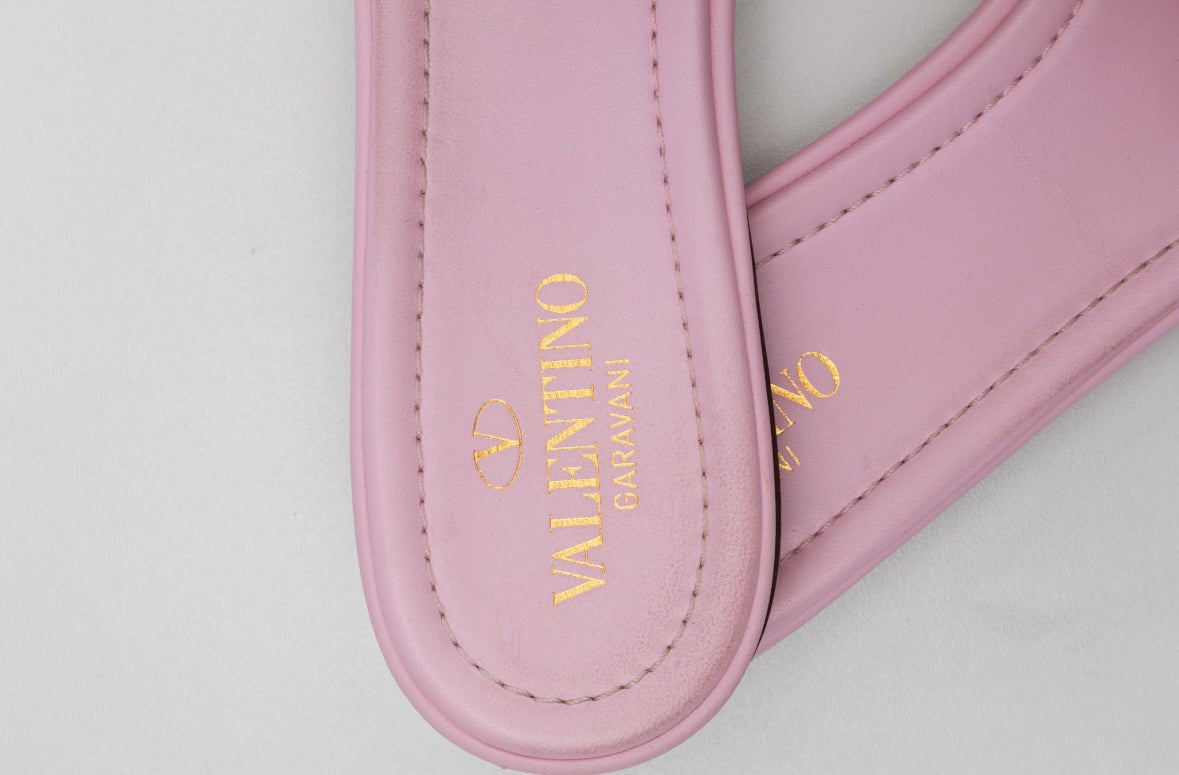 SANDALIA FLAT VALENTINO ROCKSTUD PINK 37/38