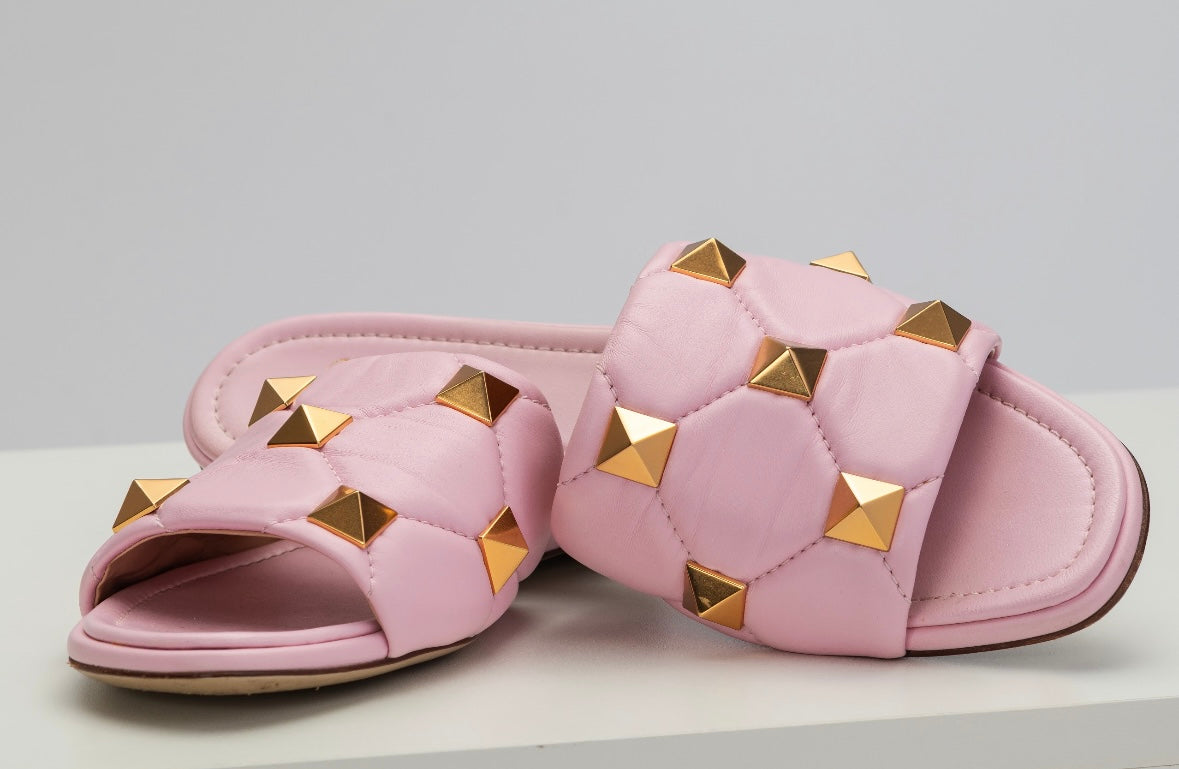 SANDALIA FLAT VALENTINO ROCKSTUD PINK 37/38