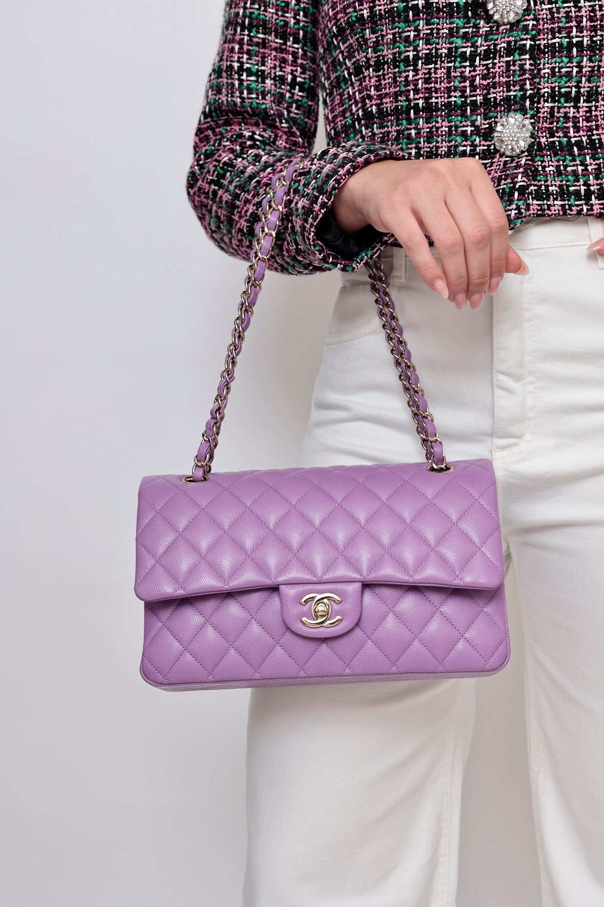 BOLSA CHANEL CLÁSSICA DOUBLE FLAP LILAC