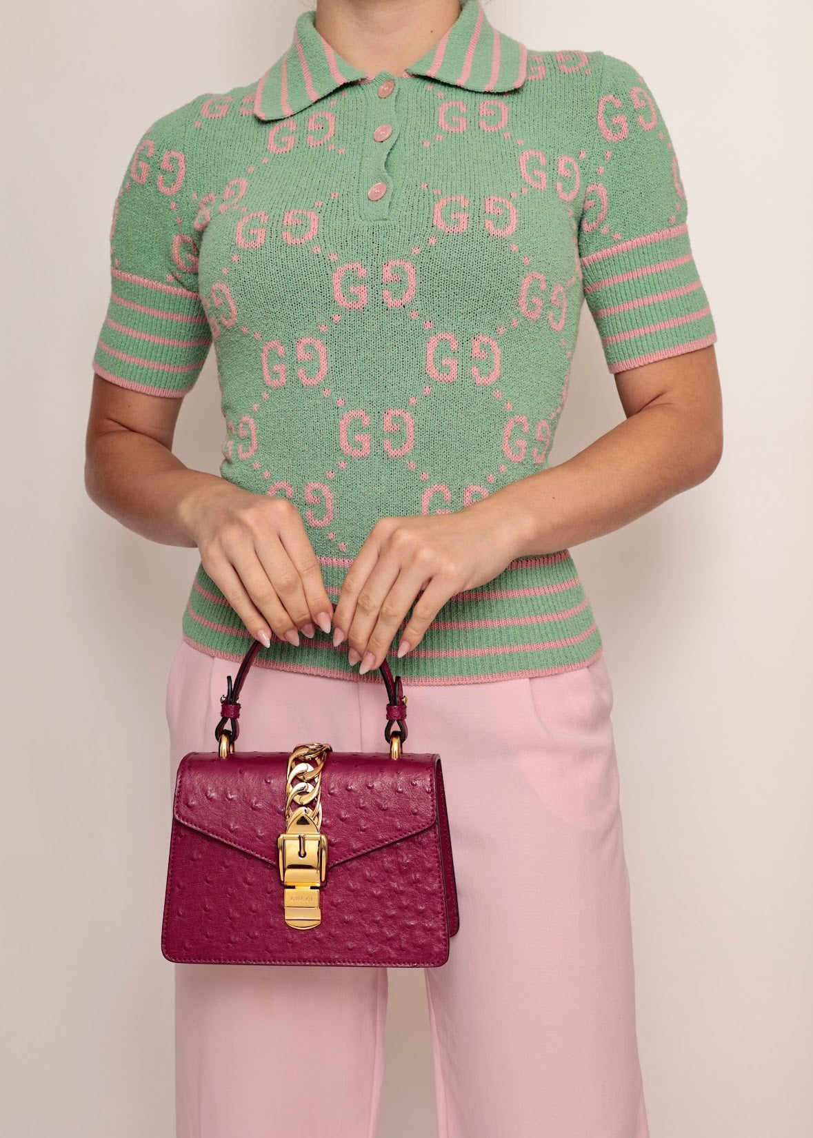 BOLSA GUCCI EXOTIC OSTRICH FÚCSIA